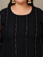 Women Ethnic Motifs Embroidered Regular Sequinned Kurta with Palazzos & With Dupatta