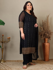 Women Ethnic Motifs Embroidered Regular Sequinned Kurta with Palazzos & With Dupatta