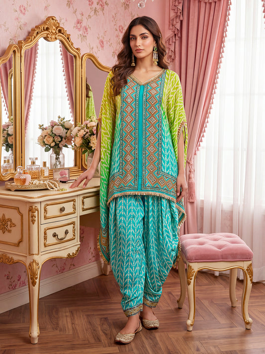 Bohemian Silk Printed Tunic with Palazzos