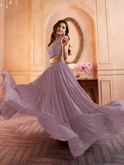 Lavender Embroidered Top With Skirt