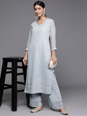 Floral Embroidered Chikankari Kurta with Palazzos