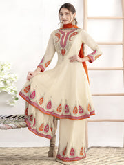 Black Multi Embroidery Anarkali Palazzo Suit