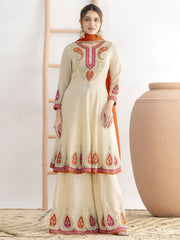 Black Multi Embroidery Anarkali Palazzo Suit