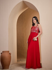 Red Embroidered Ethnic Dress