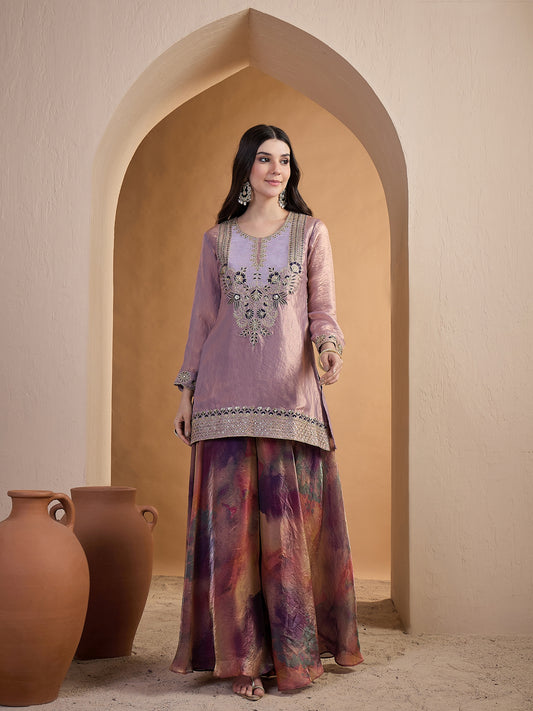 Embroidered Top With Palazzos Co-Ords