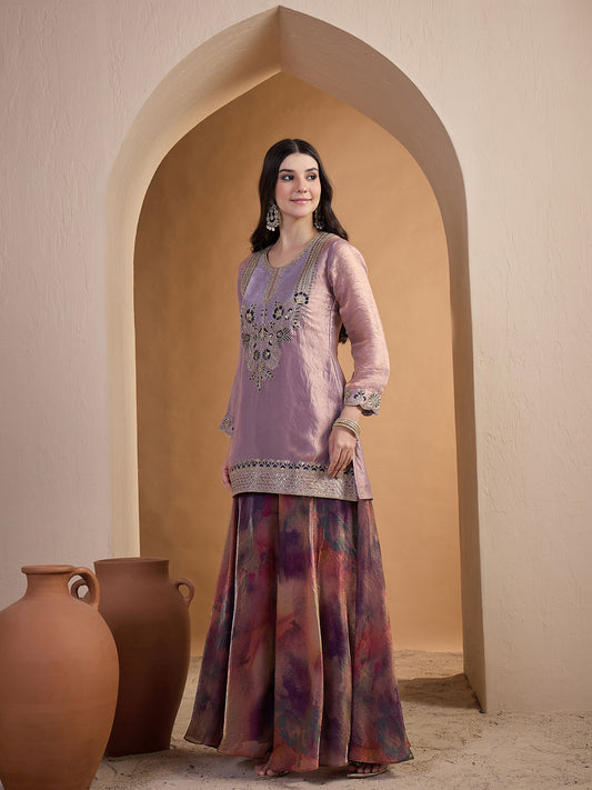 Embroidered Top With Palazzos Co-Ords