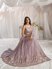 Mauve Georgette Sequin embroidery Semi Stitched Lehenga choli and Dupatta