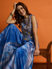 Floral Organza Embroidered Top with Palazzos