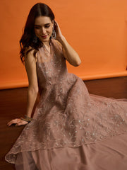 Embroidered V-Neck Gown Ethnic Dresses