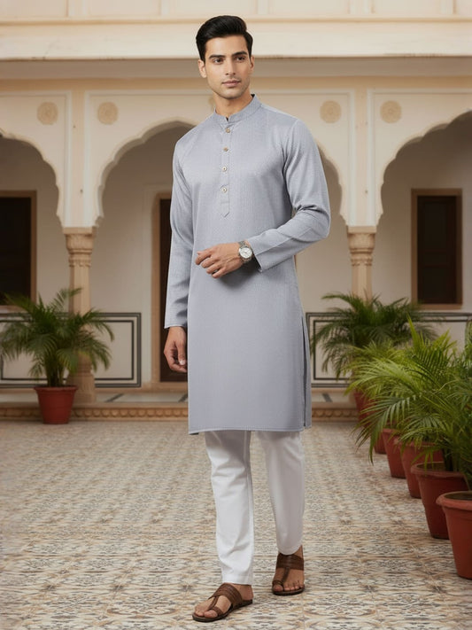 Mandarin Collar Straight Kurta & Trousers