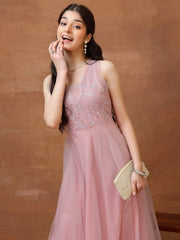 Embroidered V-Neck Maxi Ethnic Dresses