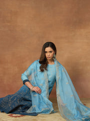 Women Ethnic Motifs Embroidered Regular Thread Work Kurta with Trousers & With Dupatta