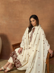 Women Ethnic Motifs Embroidered Regular Thread Work Kurta with Trousers & With Dupatta