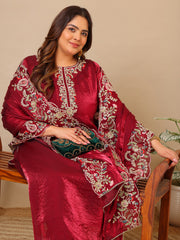 Women Ethnic Motifs Embroidered Regular Thread Work Kurta with Trousers & With Dupatta