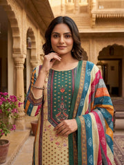 Women Ethnic Motifs Printed Regular Kurta with Trousers & With Dupatta