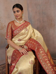 Ethnic Motifs Zari Silk Blend Heavy Work Kanjeevaram Saree