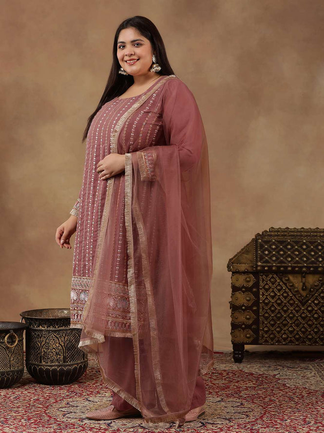 Teal Net Sequinned Embroidered Saree main image 1