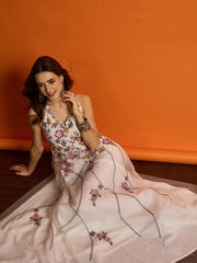Embroidered V-Neck A-Line Maxi Dress