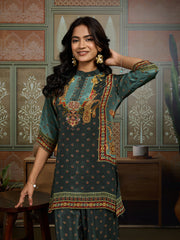 Ethnic Motifs Printed & Embroidered Top With Palazzo Co-Ords