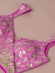 Pink Organza Floral Printed Semi-Stitched Lehenga choli & Dupatta