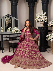 Magenta Heavy Embroiderd Georgette Anarkali Gown