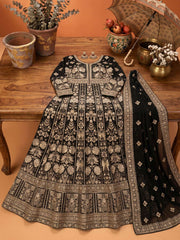 Black Heavy Embroiderd Georgette Anarkali Gown