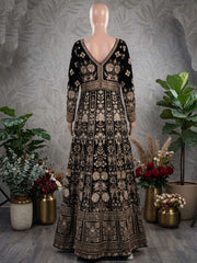 Black Heavy Embroiderd Georgette Anarkali Gown