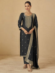 Black Patywear Viscose Silk Salwar Suit