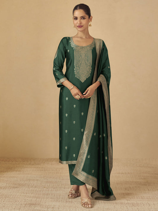 Green Patywear Viscose Silk Salwar Suit