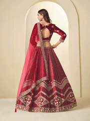 Red Velvet Beautifully Embroidered Lehenga Choli
