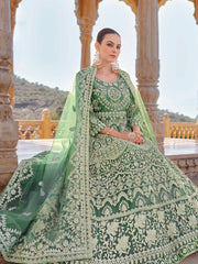 Mint Green Cording Thread Embroidery Designer Anarkali Suit