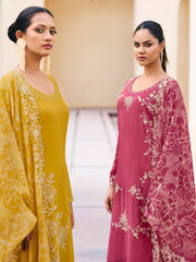 Pink Chinnon Embroidered Palazzo Style Suit