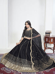 Women Black Art Silk Lehenga Choli