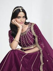 Women Purple Art Silk Lehenga Choli