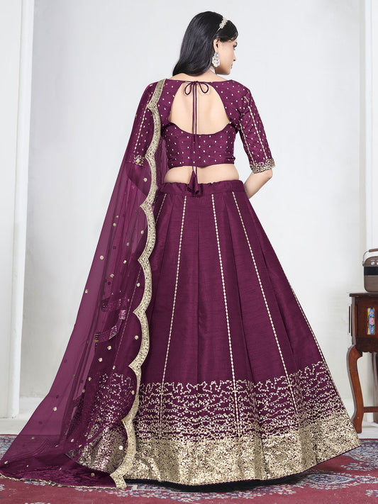 Women Purple Art Silk Lehenga Choli