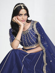 Women Royal Blue Art Silk Lehenga Choli