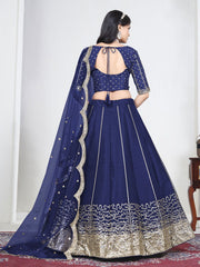 Women Royal Blue Art Silk Lehenga Choli