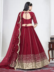 Women Red Art Silk Lehenga Choli