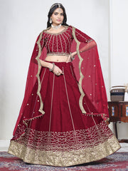 Women Red Art Silk Lehenga Choli
