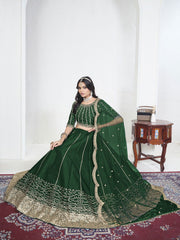 Women Green Art Silk Lehenga Choli