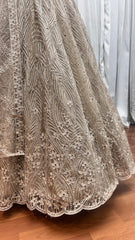 Beige Threads & Zarkan Work Bridesmaids Gown