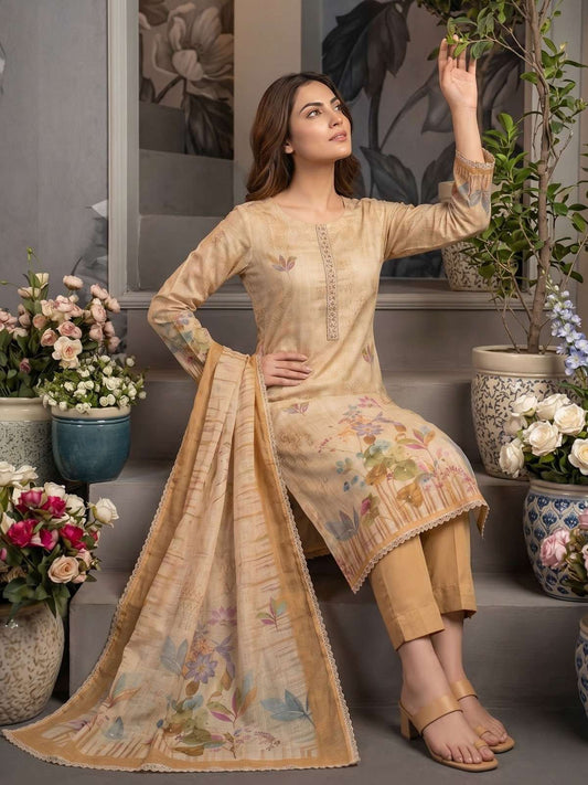 Yellow Pure Cotton Kurta Set With Simmer Print
