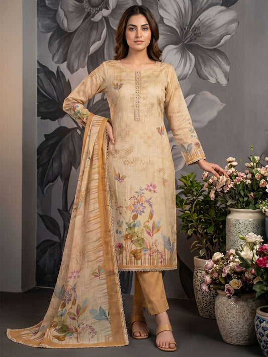 Yellow Pure Cotton Kurta Set With Simmer Print