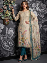 Teal Pure Cotton Kurta Set With Simmer Print