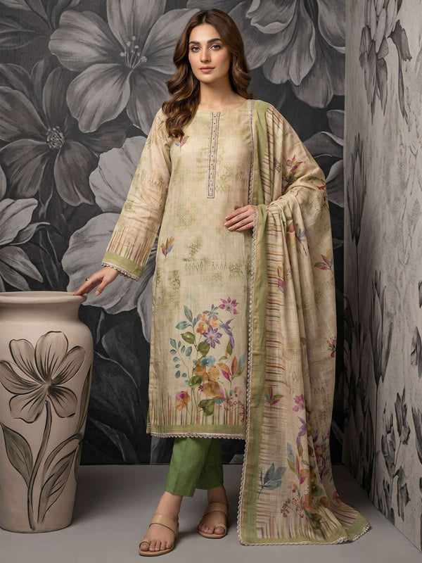 Green Pure Cotton Kurta Set With Simmer Print