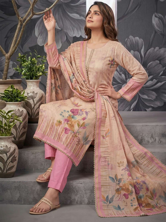 Pink Pure Cotton Kurta Set With Simmer Print