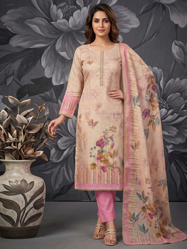 Pink Pure Cotton Kurta Set With Simmer Print