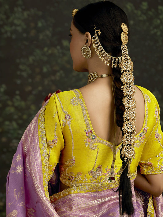 Captivating Light Purple Zari Weaving Silk Saree With Blouse