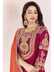 Traditional Embroidered Pink Ceremonial Palazzo Suit