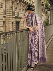 Purple Cotton Chikankari Trendy Saree